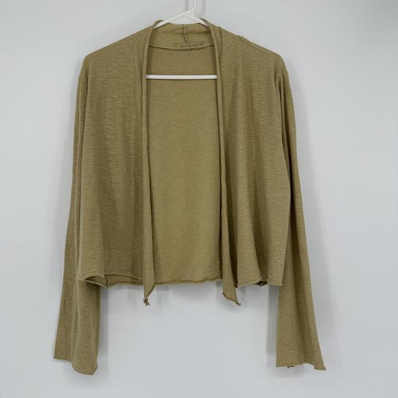 Cut Loose Cardigan Womens Medium Olive Linen Lightweight Open Front Made USA - Picture 1 of 9